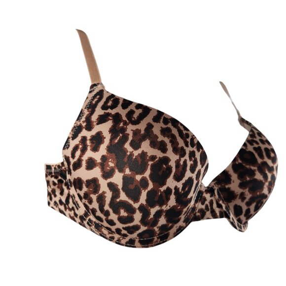 Fredericks Of Hollywood Diana Print Leopard Bra 34C Adjustable Straps Push Up - Picture 5 of 7